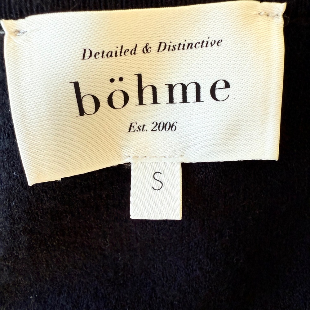 Bohme Hailey Studded feminine Midi Dress size S Long Sleeve Black Pearl Details - Picture 4 of 10